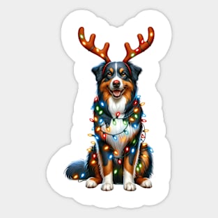 Christmas Red Nose Australian Shepherd Dog Sticker